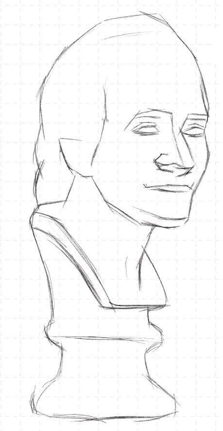 素描入门石膏伏尔泰头像的画法步骤分析