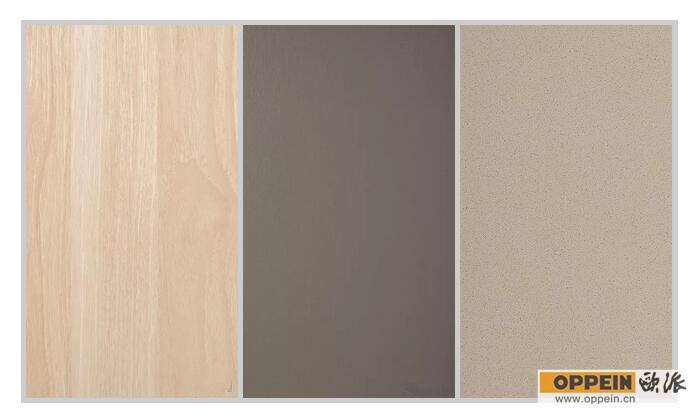 案例材质(美国白橡木 浅滩可可 海心沙)案例六:l型现代简约风一字型为