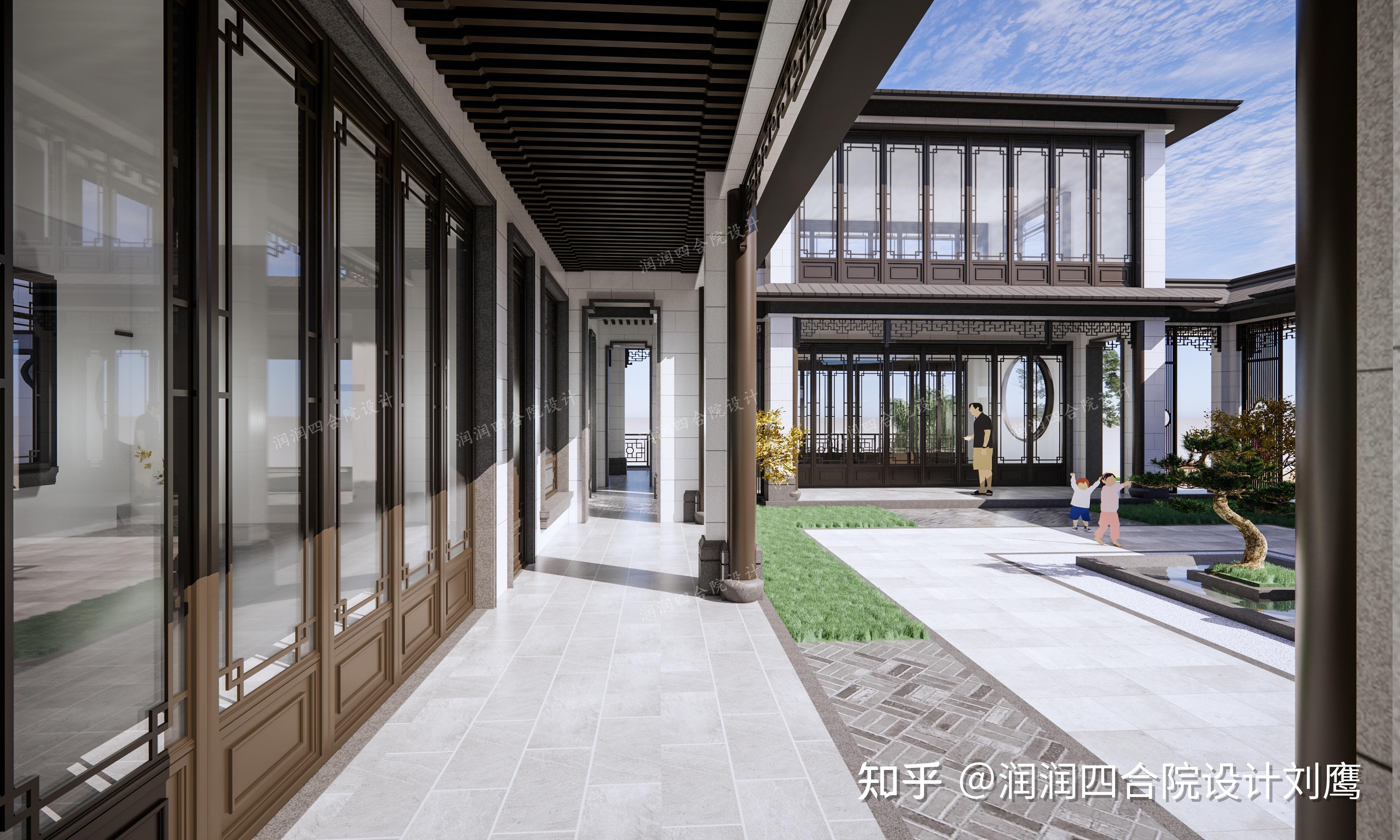 (堂屋)主楼门前的檐廊——润润四合院设计刘鹰原创古朴的门亭相连的