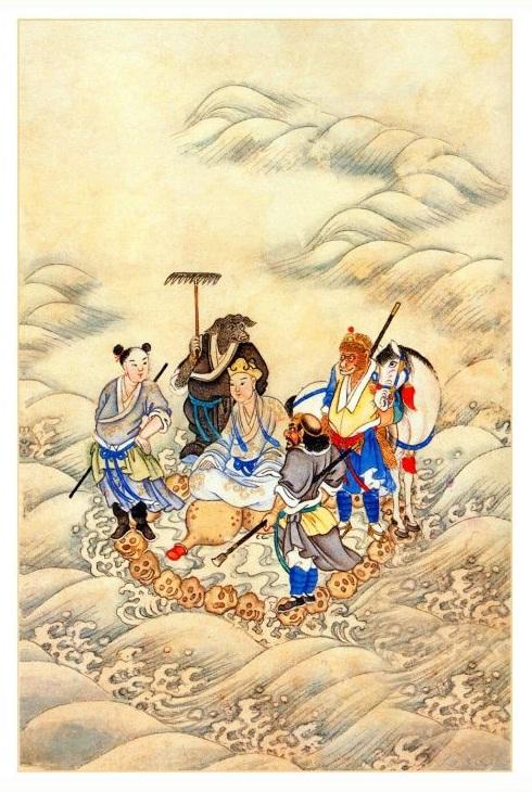 西游记新解十套珍稀古画插图22流沙河收服沙悟净忆天涯往事师徒四人