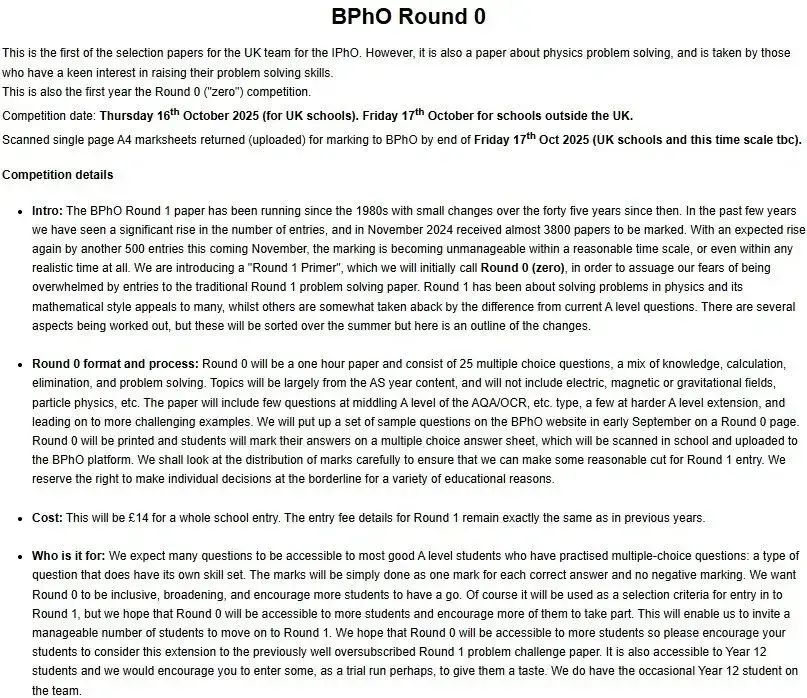 【重要通知】今年BPhO新增Round 0 ！Round 1时间调整！ - 知乎
