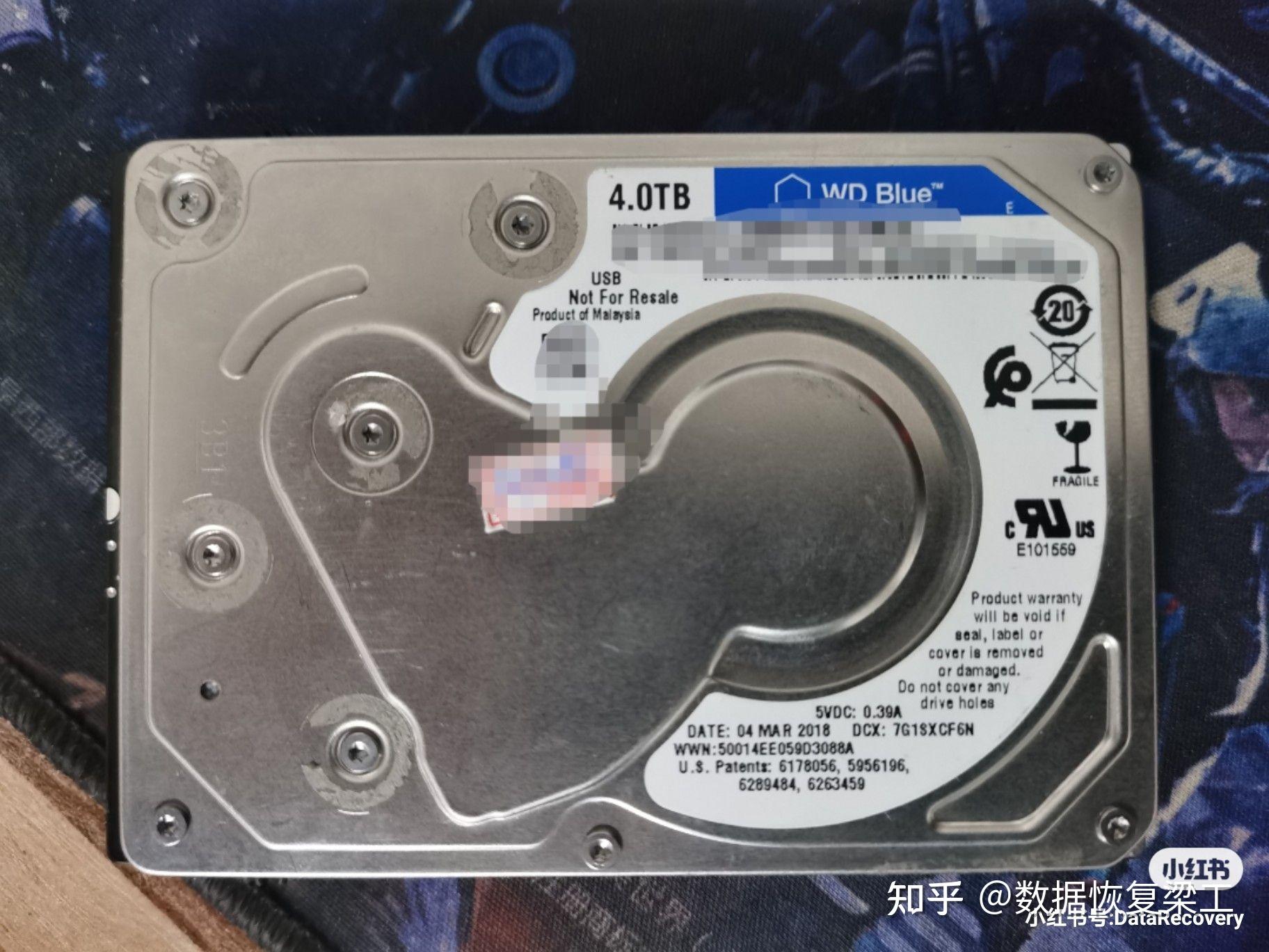 西部数据4t叠瓦式移动硬盘开盘数据恢复成功