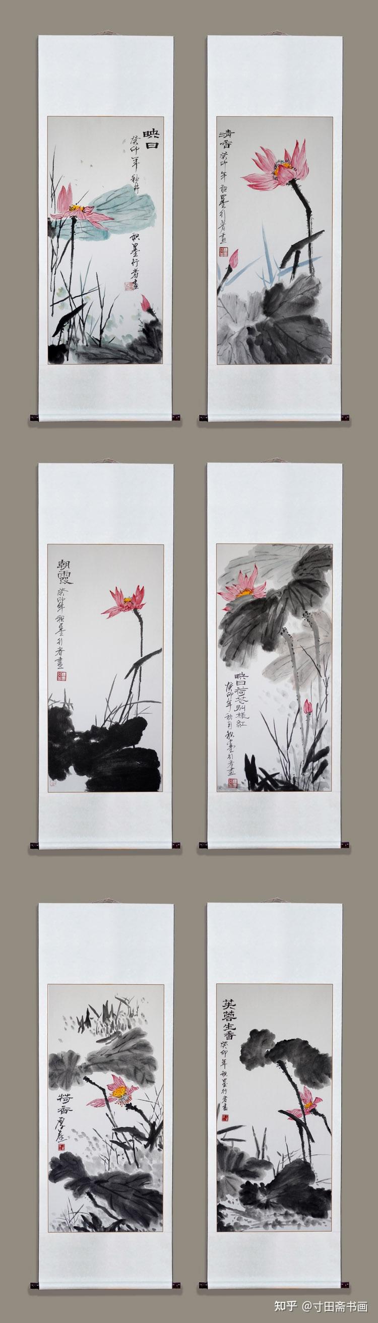 写意墨荷卷轴组画:笔势生发 水墨交融 敷色清新 荷境旷远 - 知乎