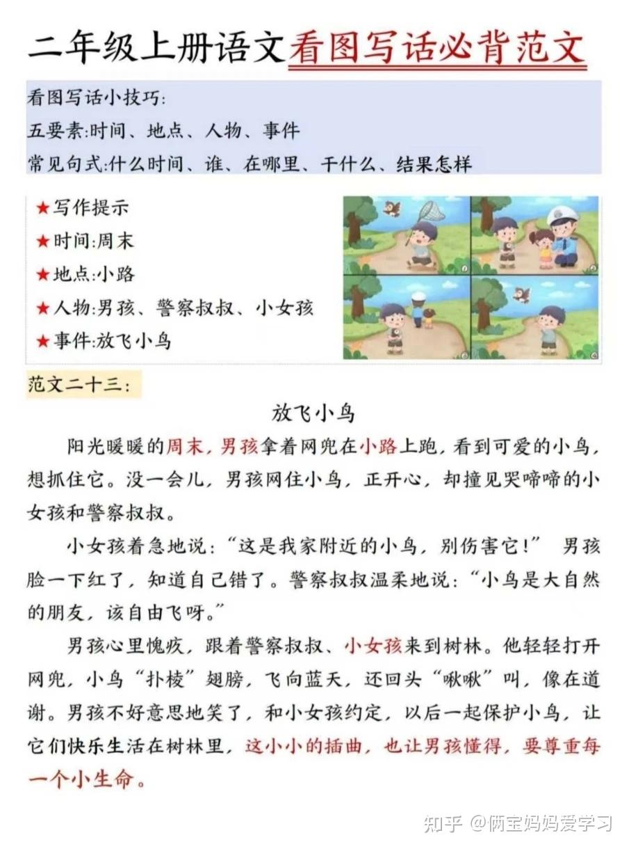 二年级上册语文看图写话必背范文30篇（电子版可打印） - 知乎