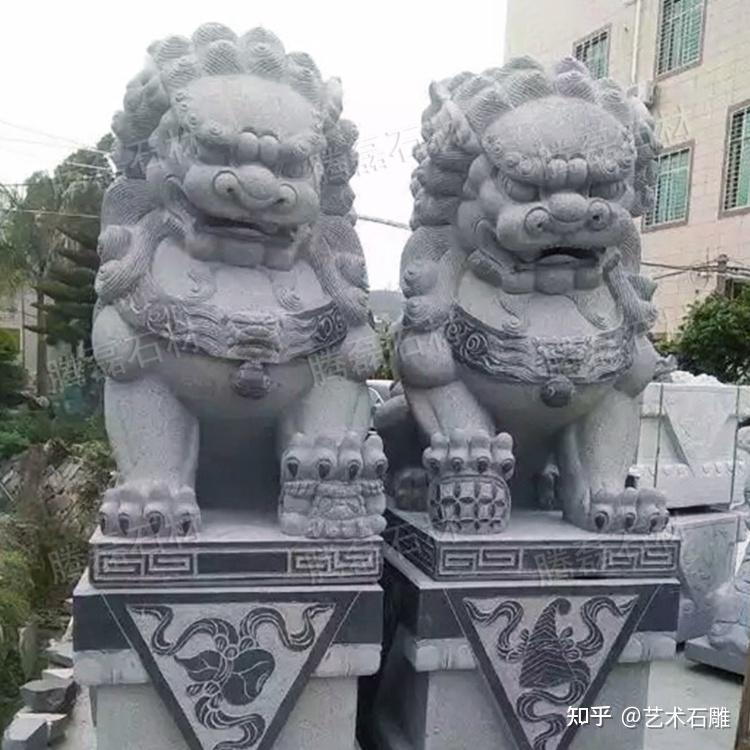 广场石雕狮子石雕狮子寺庙摆放石雕狮子一对