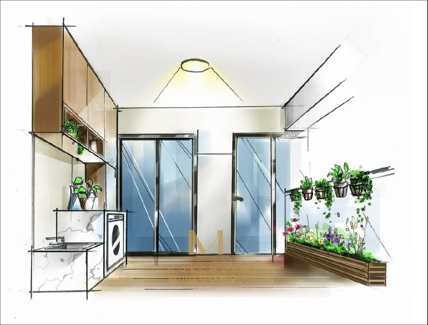 阳台手绘效果图|宠物小剧场