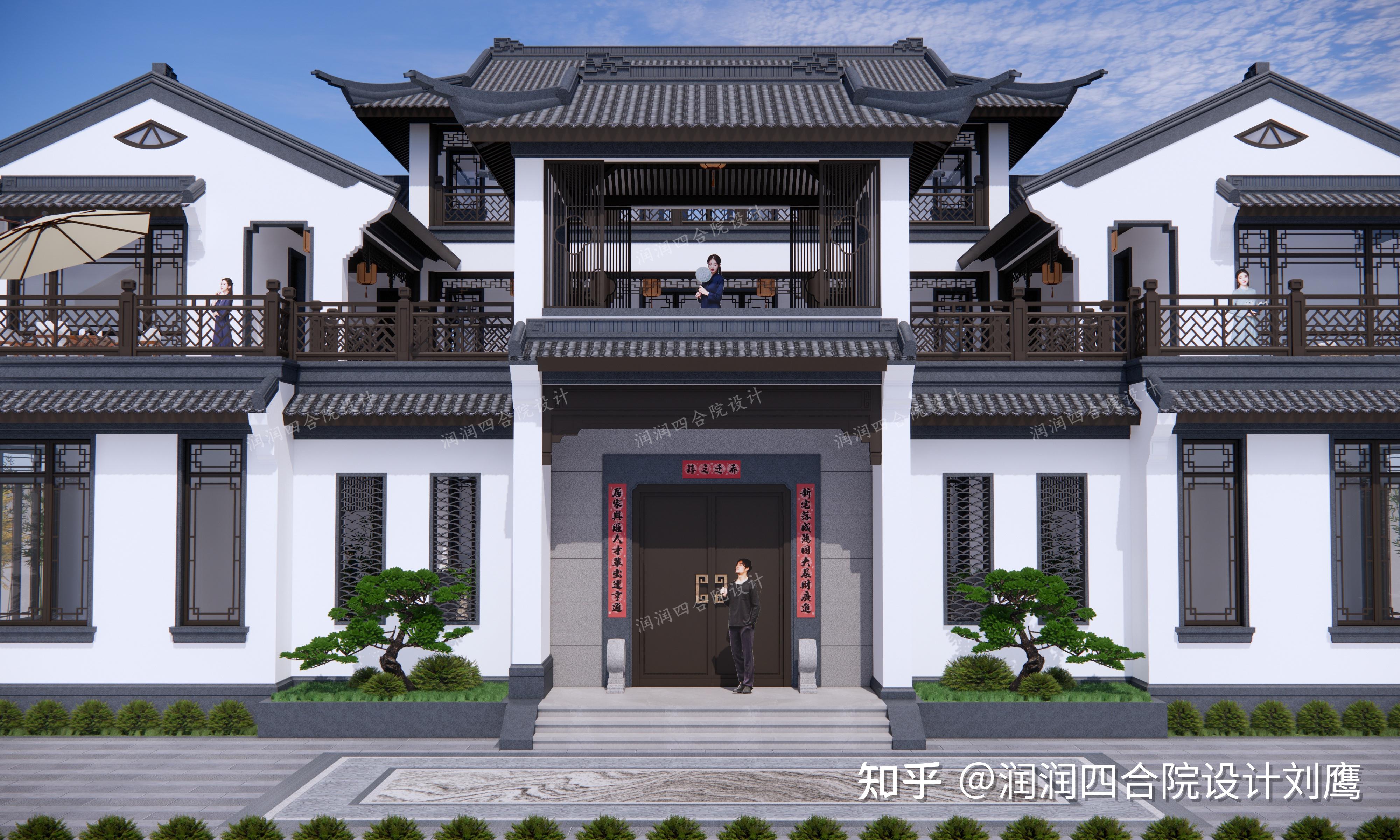 润润四合院设计刘鹰:兄弟双拼三层四合院24×18:每人一边,各自楼梯厨餐,共用中堂 - 知乎
