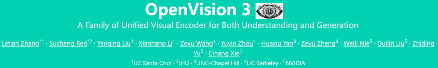 一统视觉江湖！OpenVision 3发布：一个编码器实现理解与生成完美统一，性能双杀CLIP - 知乎