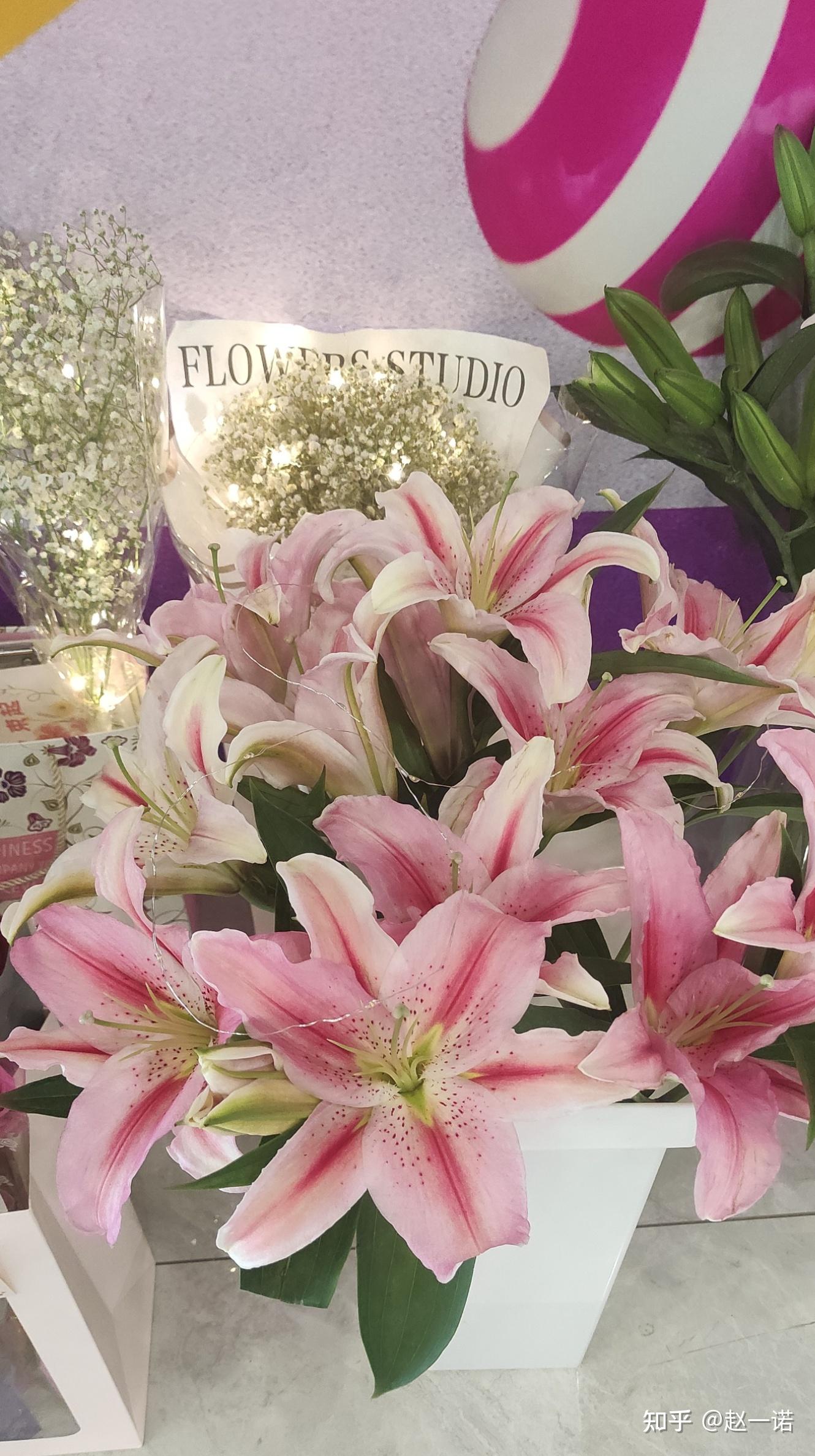 第三批:10枝双头粉罗蒂百合 5枝多头白色普拉芬多到货