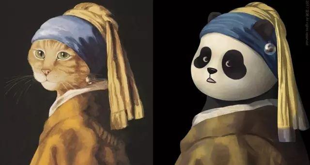 左图苏珊·赫伯特的作品,右图阿尨along的作品原作品为《戴珍珠耳环的