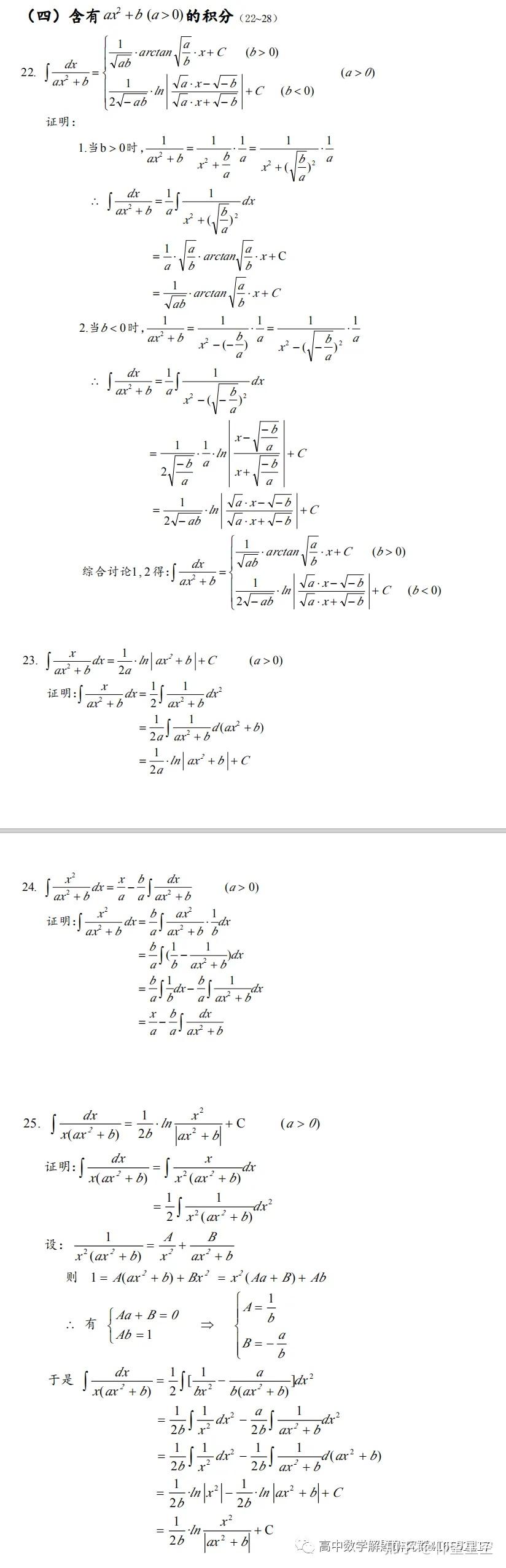 积分表:127个公式的推导 - 知乎