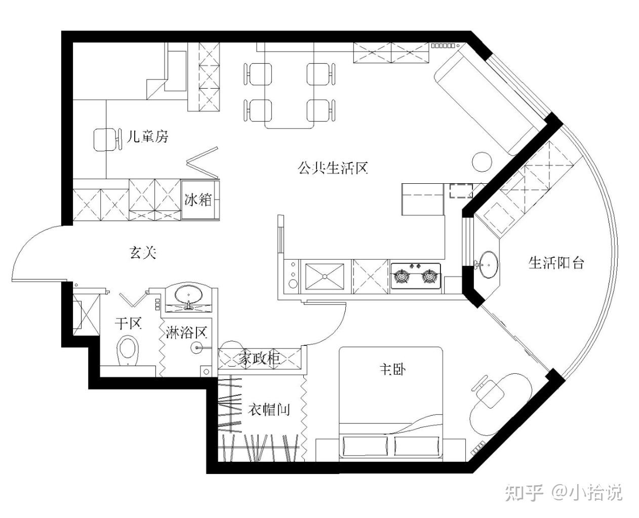 不愧是建筑师的家！劝退很多人的丑户型，他却当个宝，太惊喜了 - 知乎