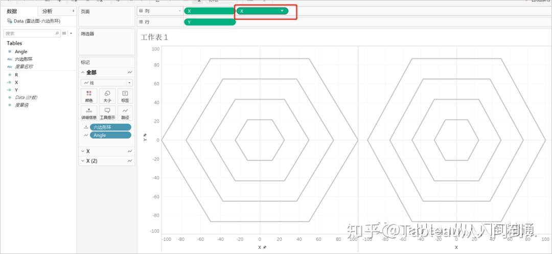 用tableau制作雷达图
