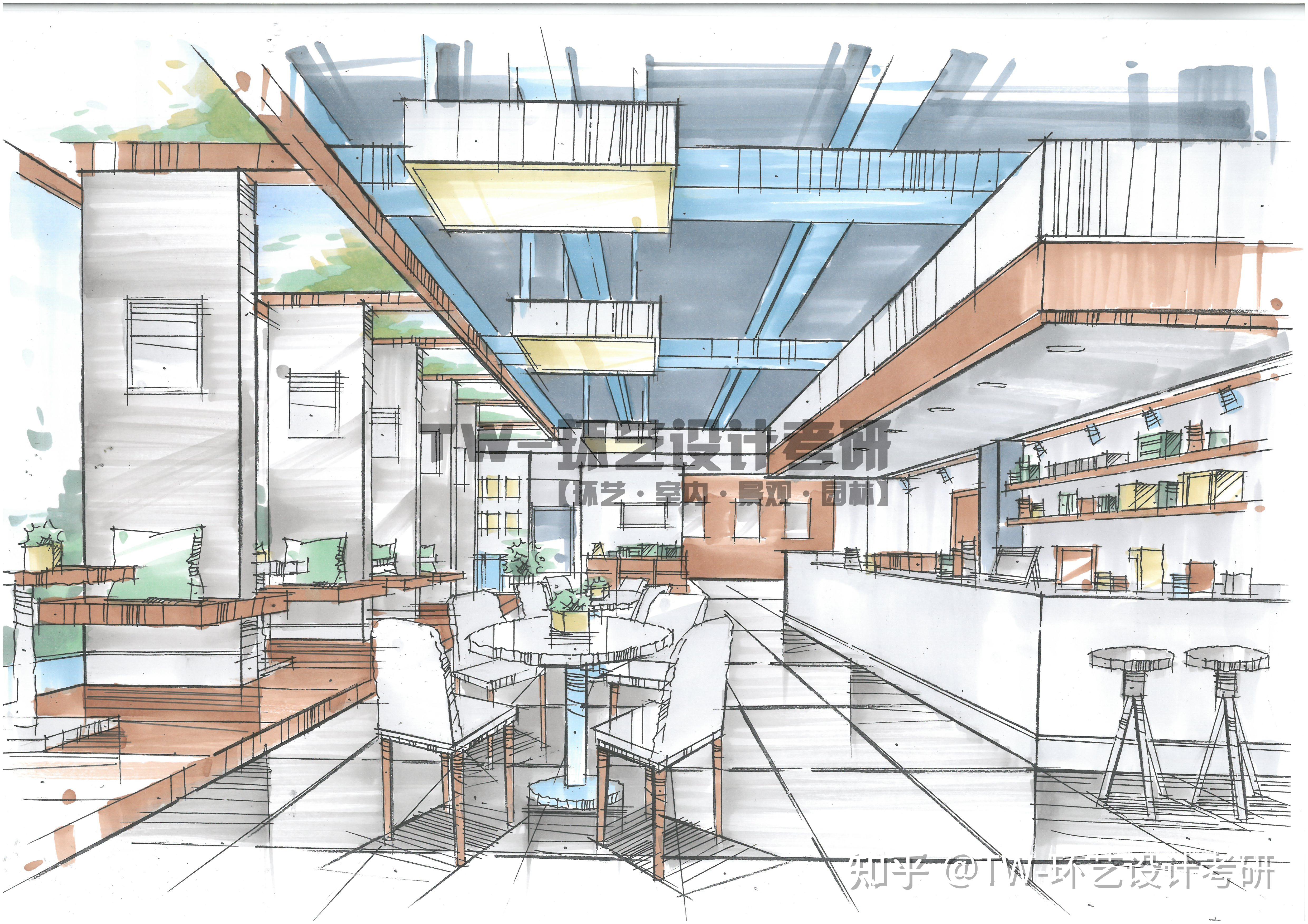 餐饮空间手绘效果图图片