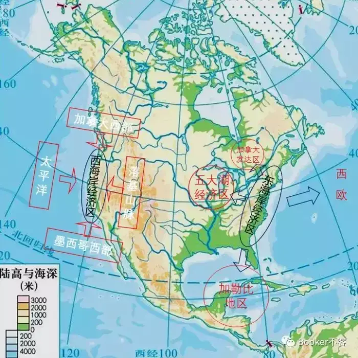 放眼整个北美地区,美国横贯中间,东临大西洋,西沿太平洋,海洋经济造就