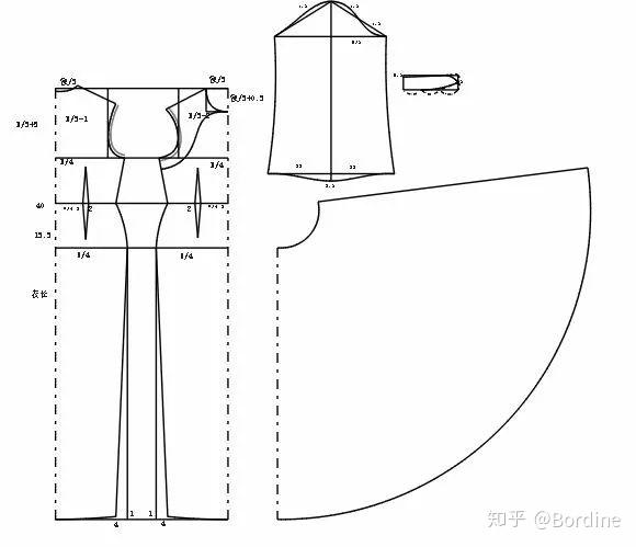 一版三款的改良旗袍的制版裁剪图来了