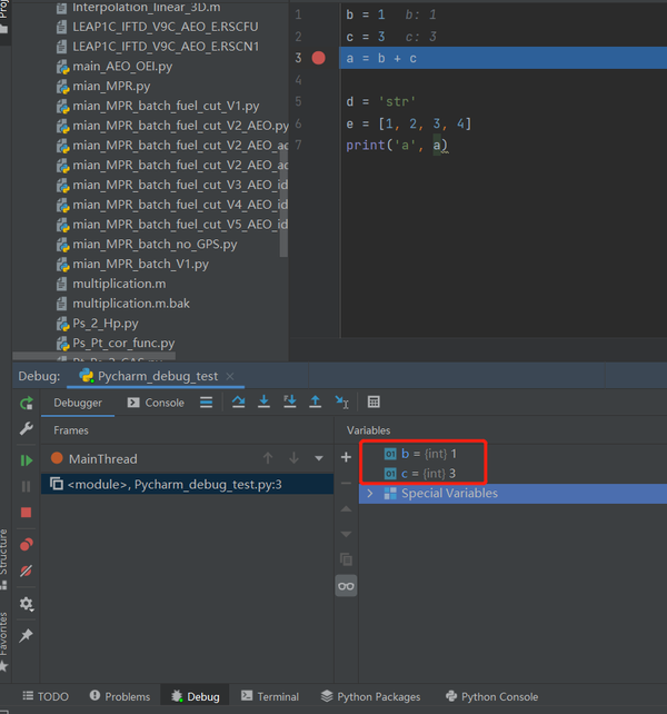 Pycharm debug 
