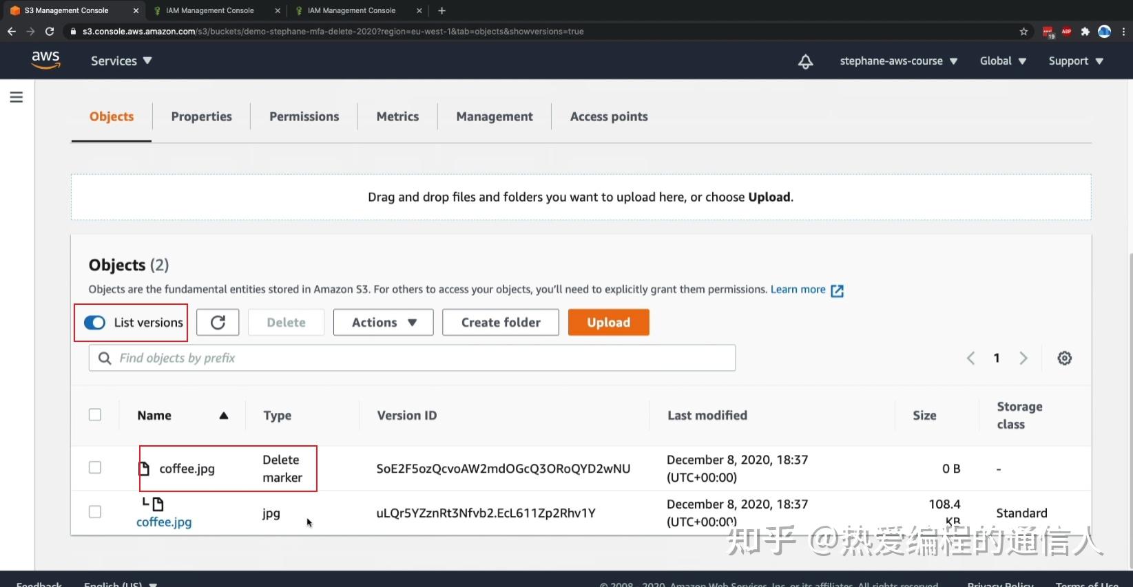 Aws s3 mfa delete hands on 