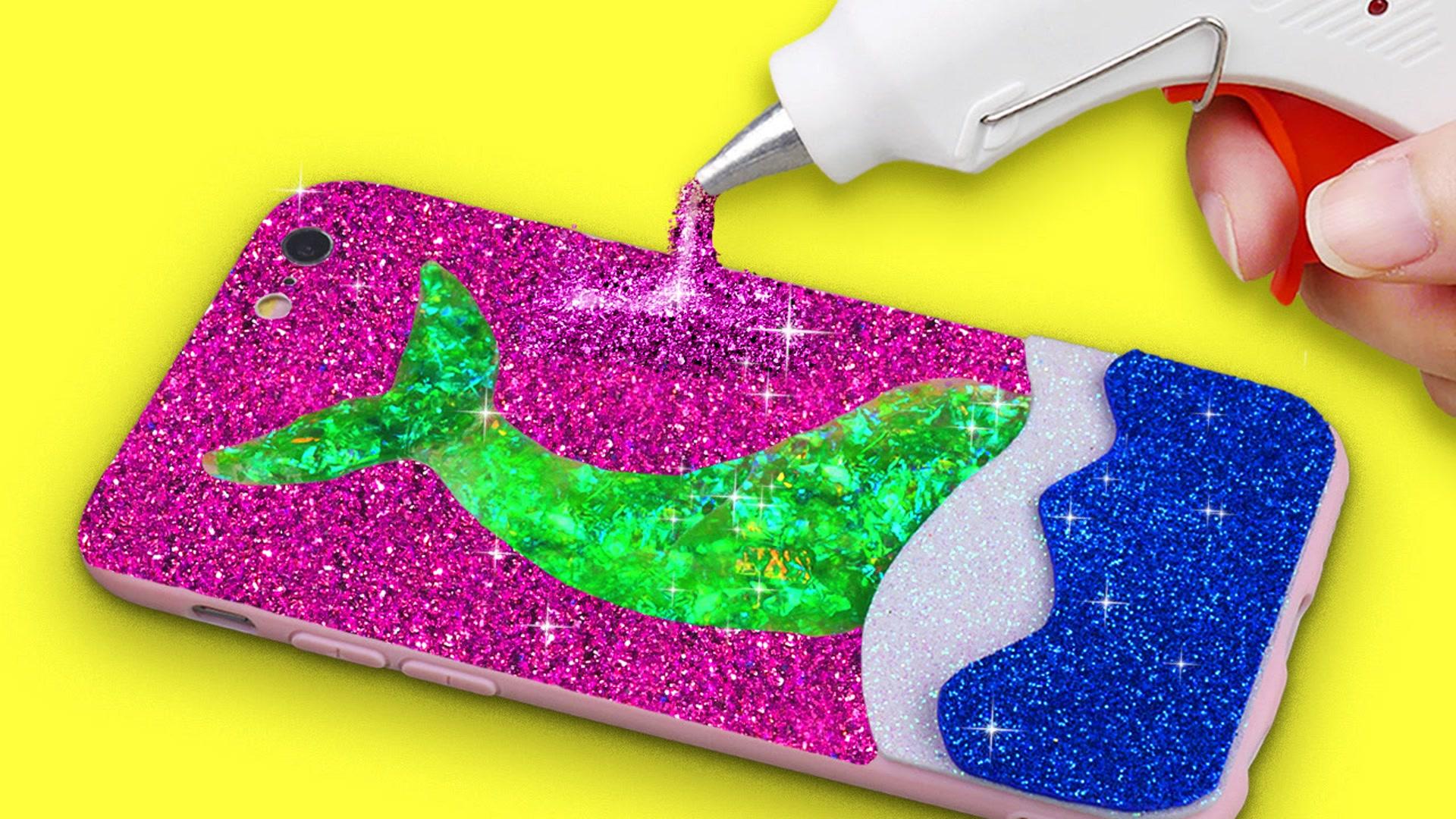 diy创意手工手机壳加点热熔胶简单改造一下比买的更好看