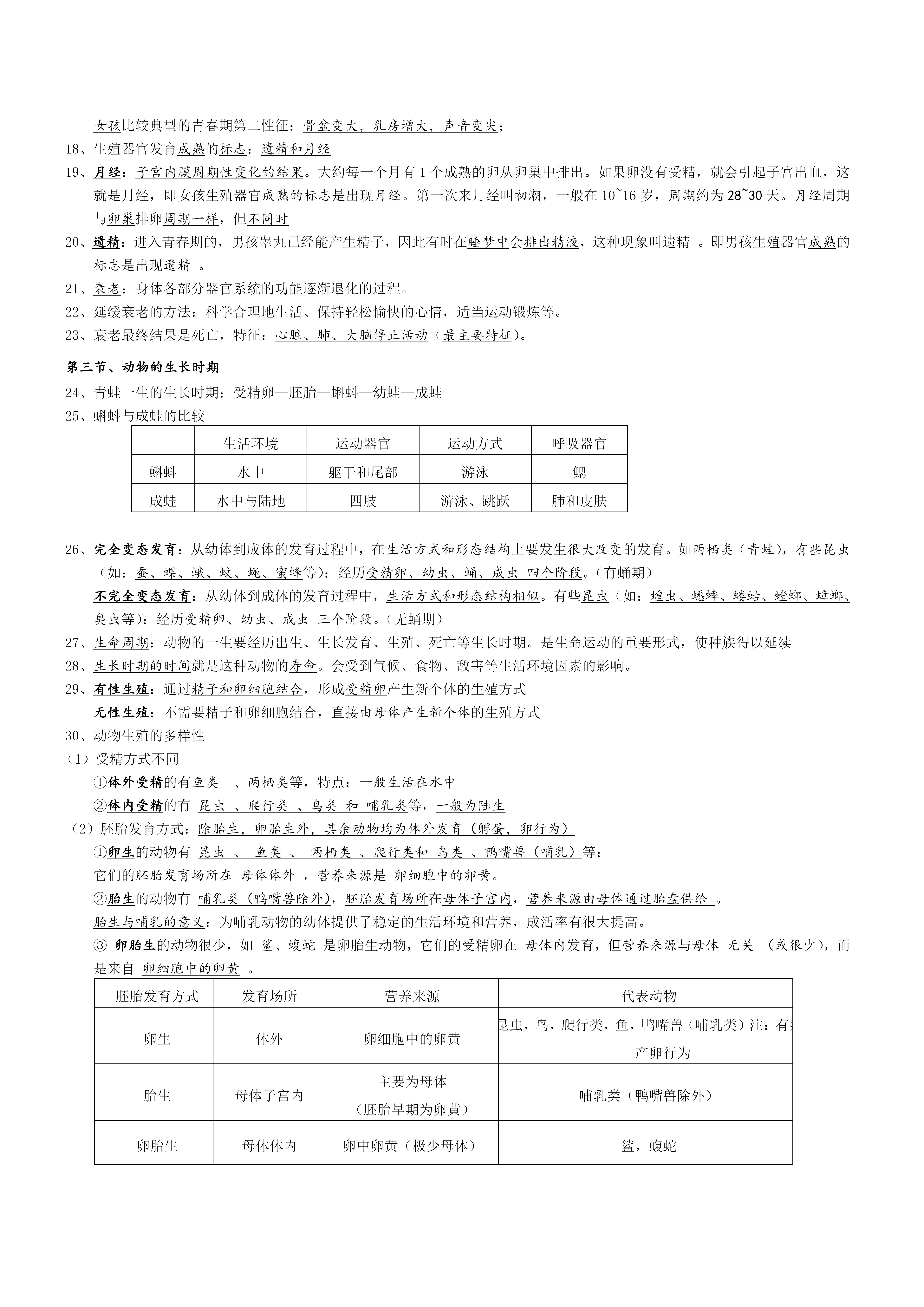 【浙教版】初中七年级下册科学知识点总结