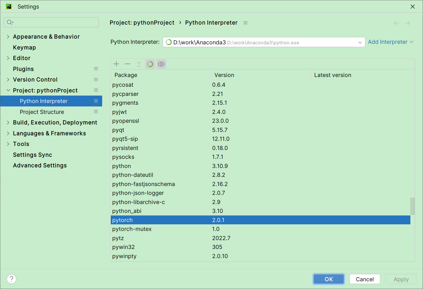Pycharm python modulenotfounderror no module named torch 