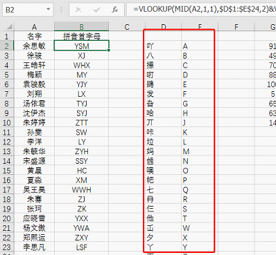 excel查找函数应用:如何提取姓名的拼音首字母 - 知乎