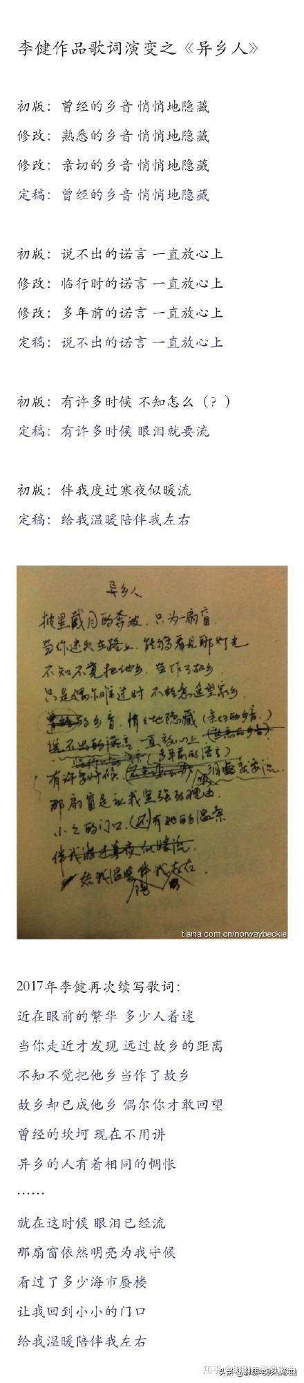 未曾曝光的黄家驹罗大佑李健朴树等人的歌词手稿图