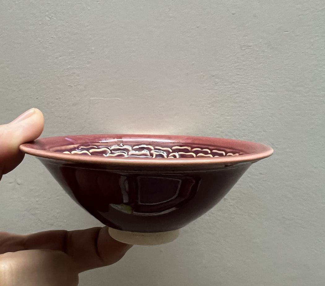 窑变红釉手工拉胚斗笠盏茶杯经典耀州窑器型延续陶瓷原创路线