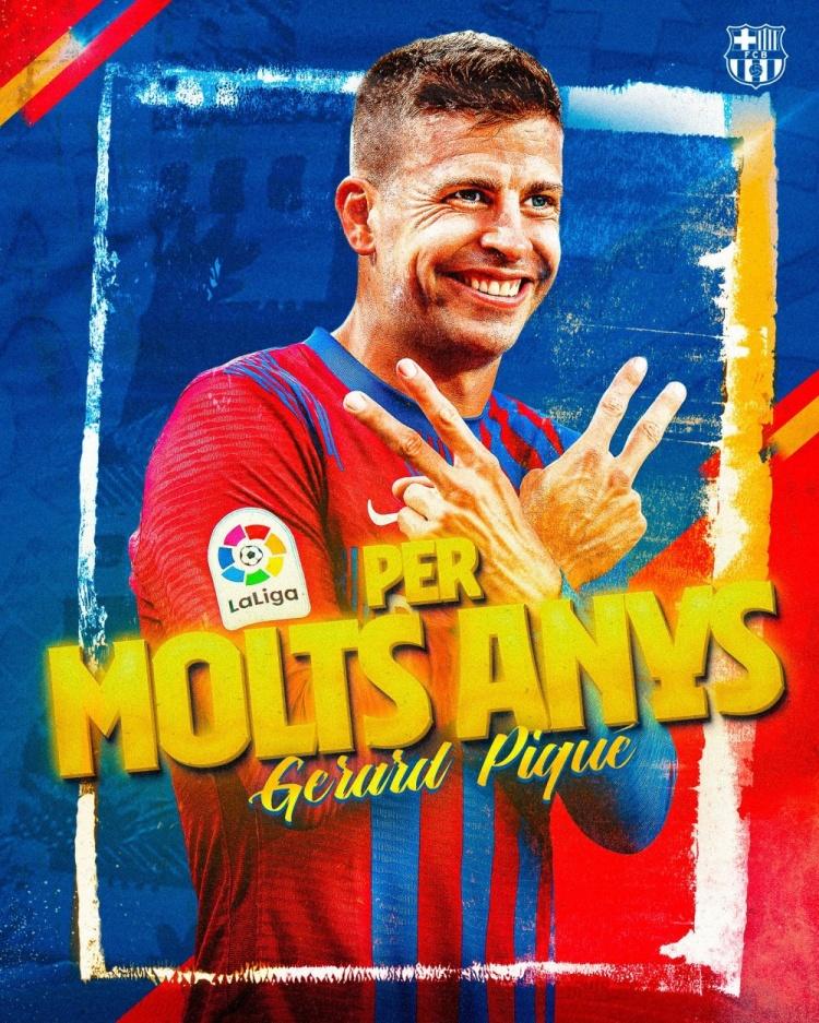 巴萨官方祝皮克35岁生日快乐助红蓝军团狂揽30座冠军奖杯