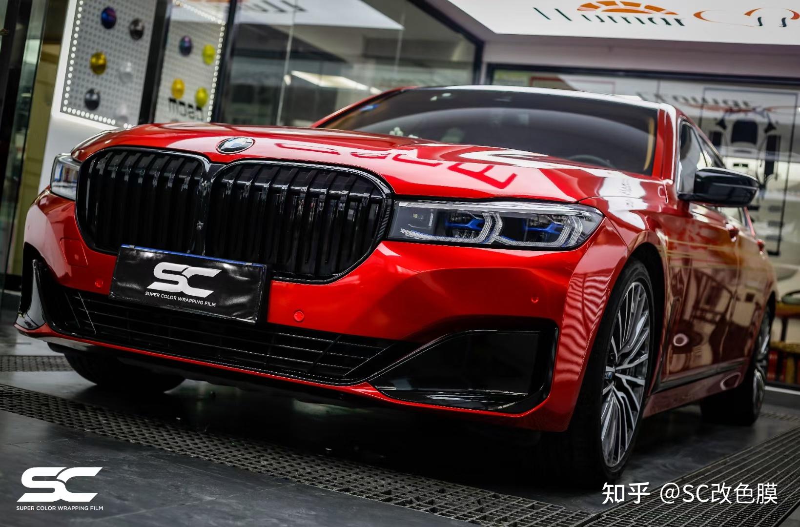 sc改色膜宝马5系全车贴膜魂动红