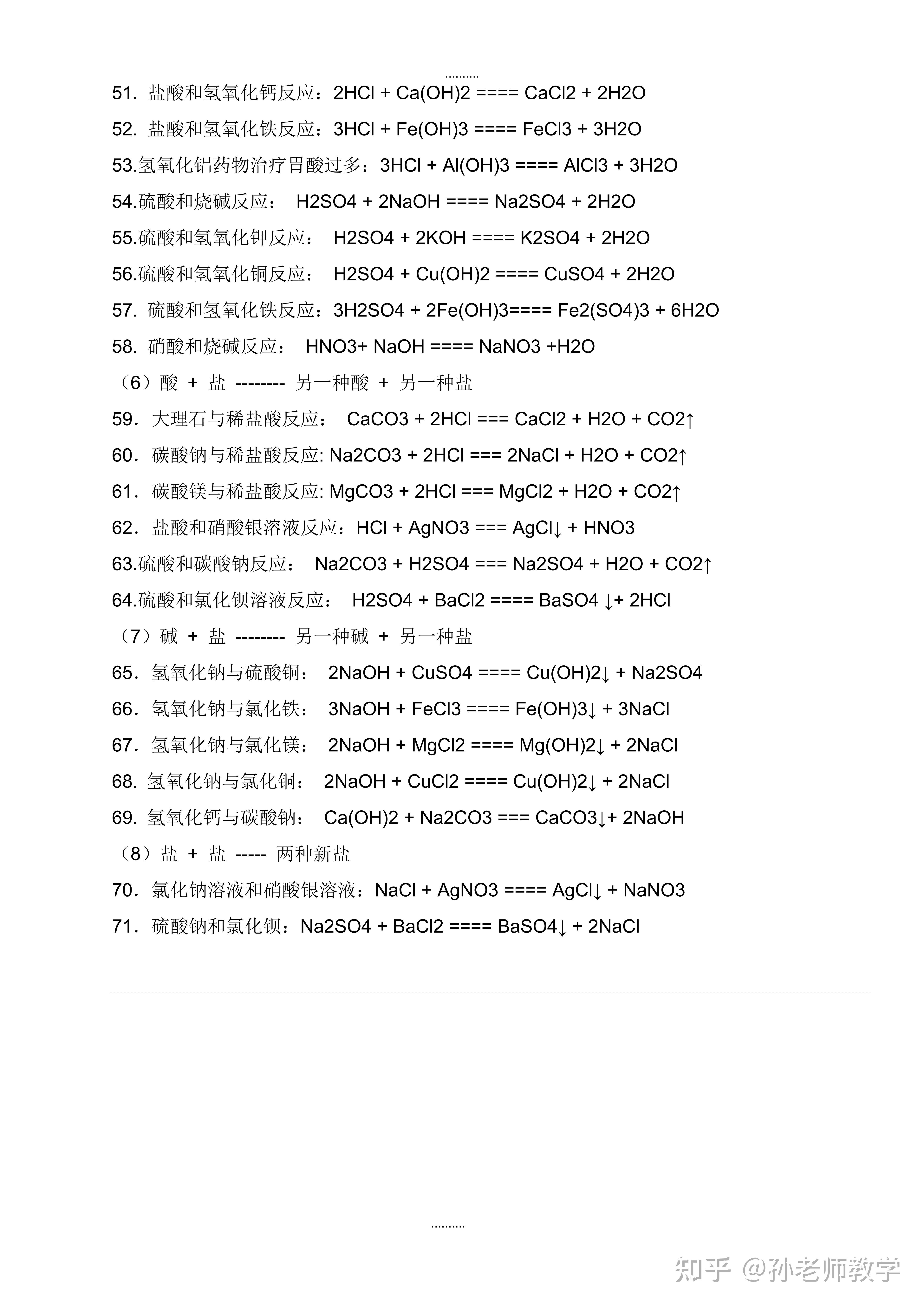 初中常用化学公式