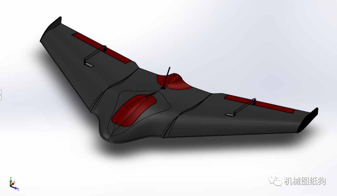 飞行模型仿flyingv三角翼飞机简易模型3d图纸solidworks设计