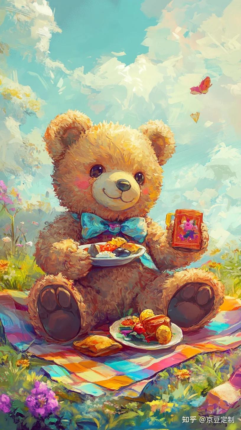 小熊熊野餐的壁纸图片