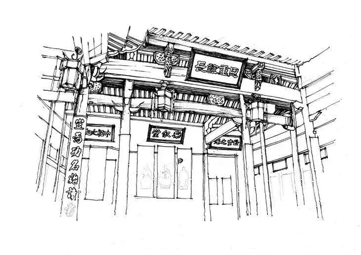 一行手绘原创精选100幅中国古建筑钢笔画步骤图视频解说送给勤奋得让