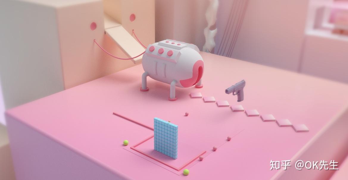 【学员c4d作品】日系小清新融合机械装置动画,看一眼就很喜欢!