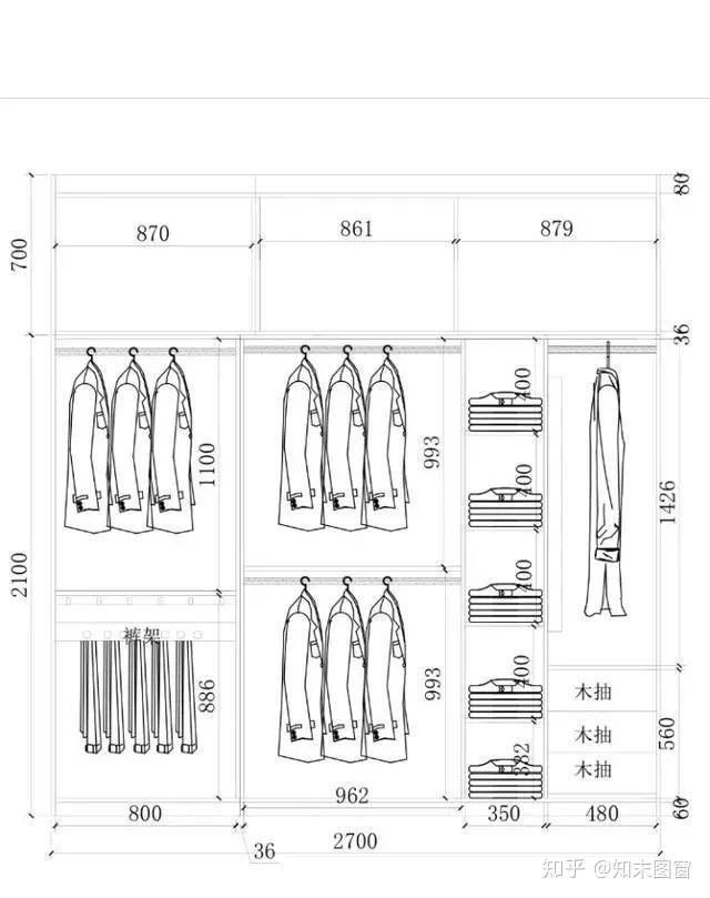 衣柜装修设计尺寸图全是黄金布局尺寸呦
