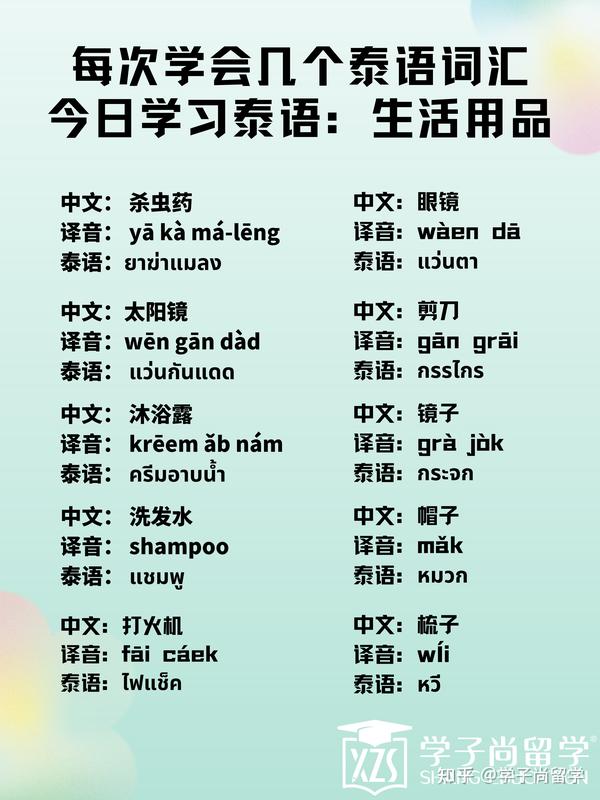 泰语学习（八）| 日常生活用语教学“生活用品” - 知乎