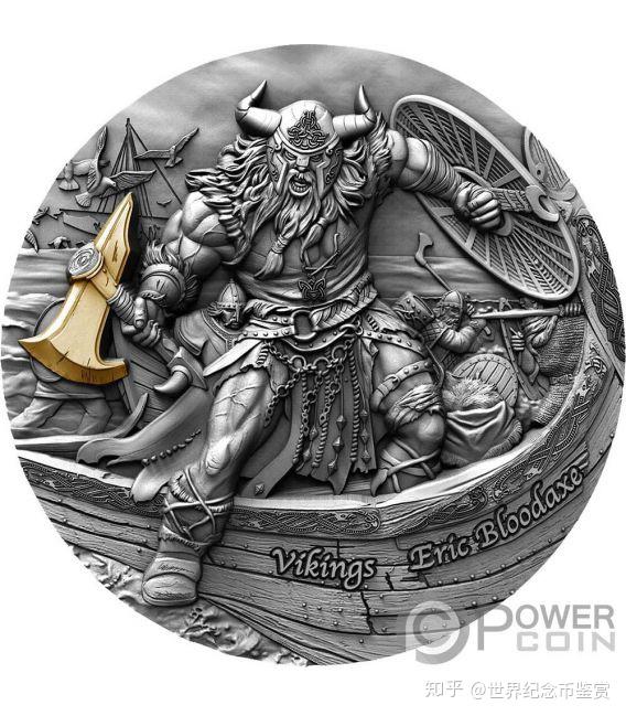 纽埃2020年维京人埃里克血斧2盎司银币欣赏