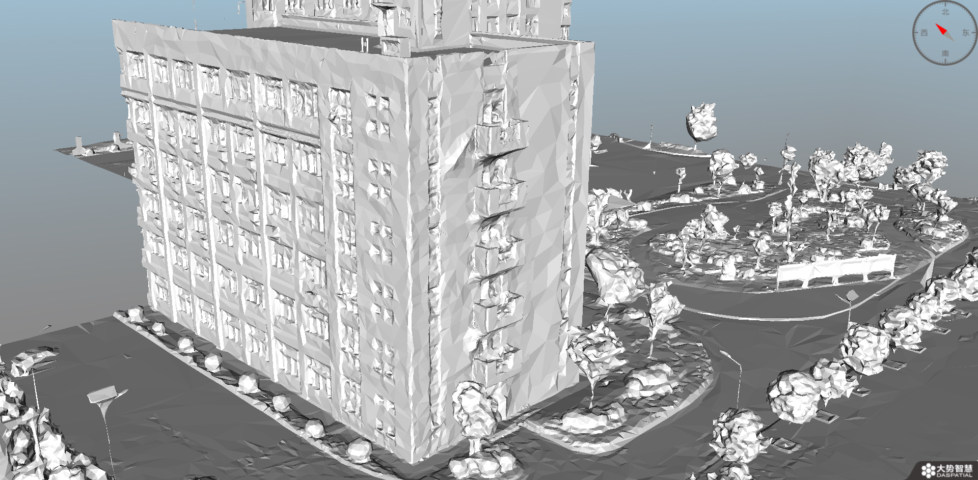 在实景三维模型重建过程中,建筑,道路易出现鼓包现象,影响浏览体验.