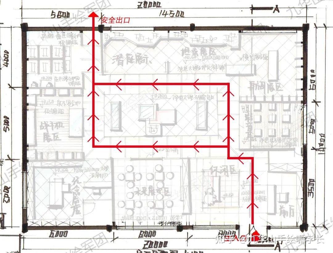 展厅平面图 手绘图图片