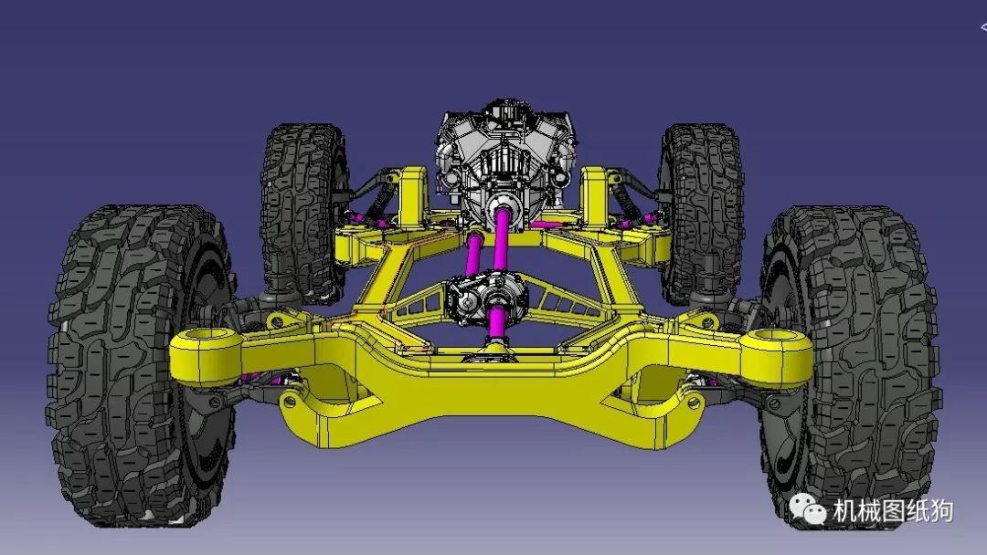 汽车轿车4x4四轮机车底盘及动力组模型3d图纸stp格式