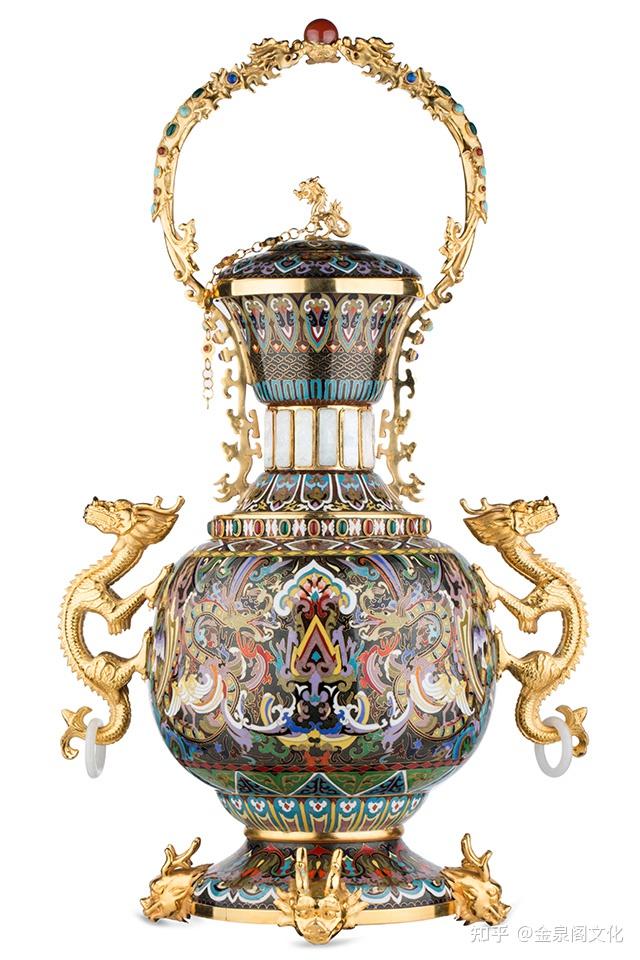 张同禄景泰蓝九龙献瑞提梁赏瓶 - 知乎