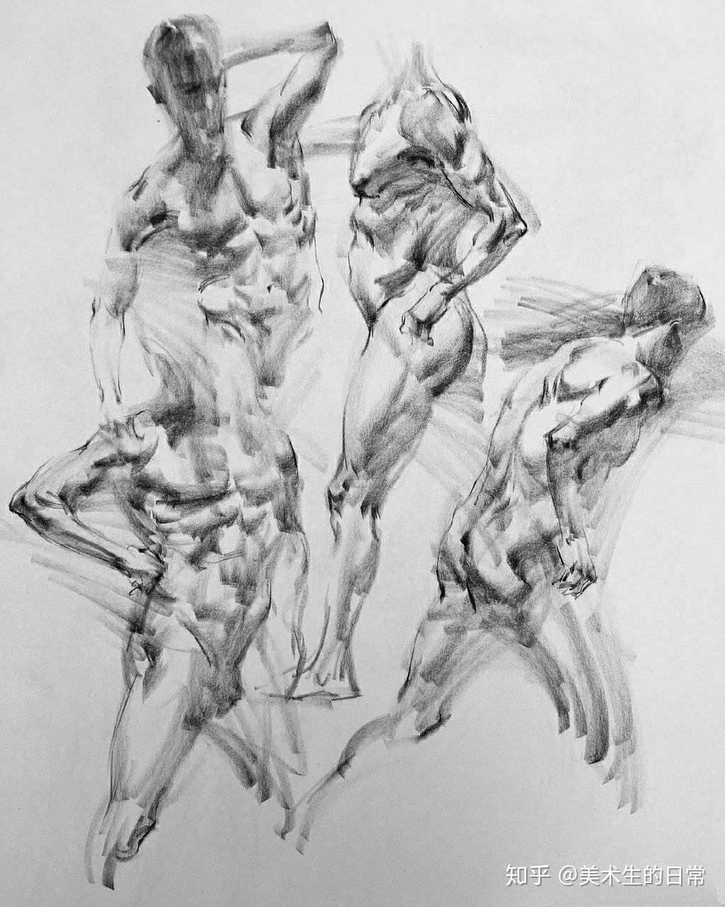 欣赏几组人体素描对学习人体动态特别有帮助多去观察身边的人物动态对