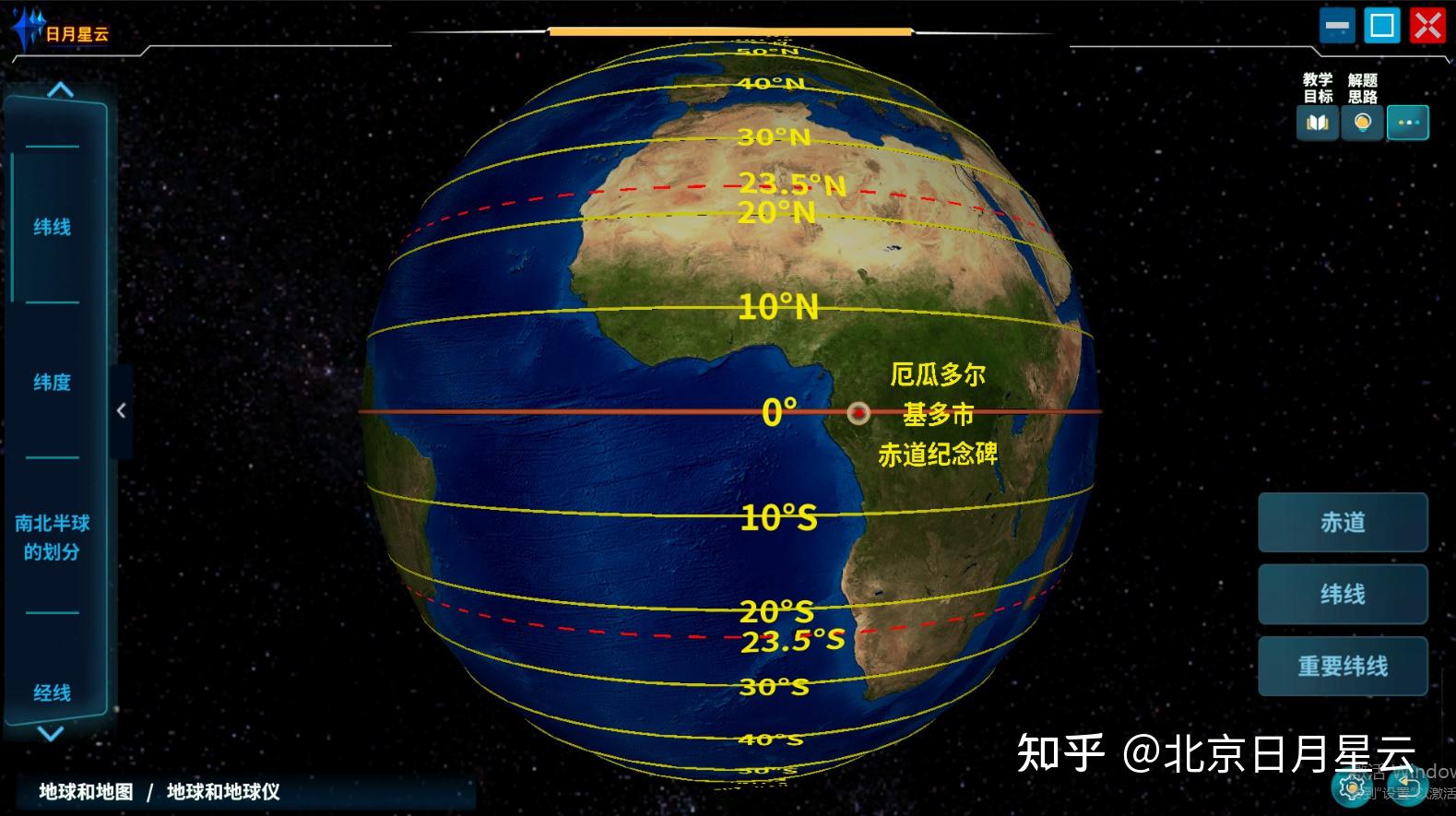 在地球仪上,与南,北极距离相等的大圆圈,叫赤道.