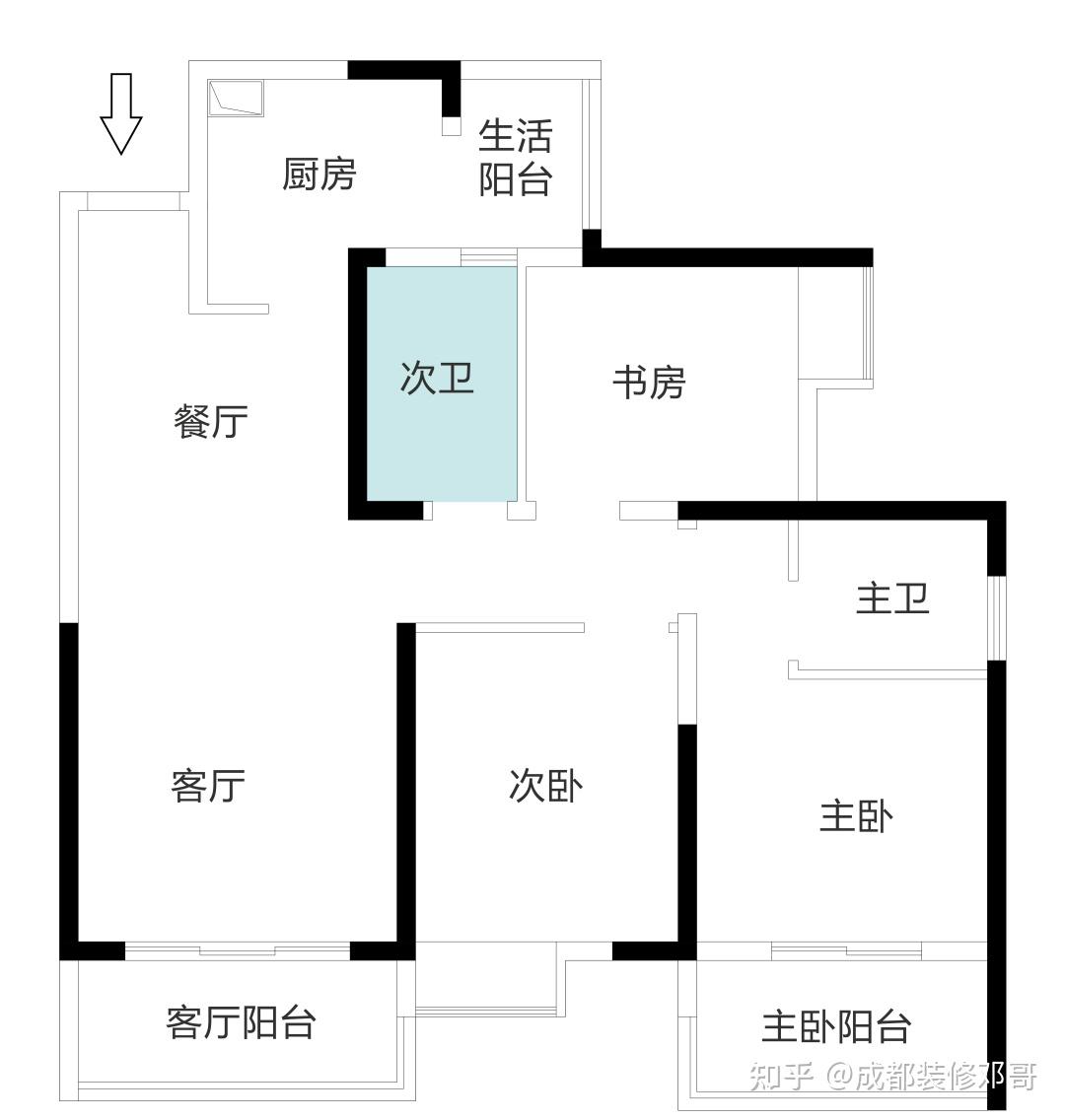 且入户处是最佳鞋子储物区域,设计师于客餐厅墙面设计一整面通顶柜体