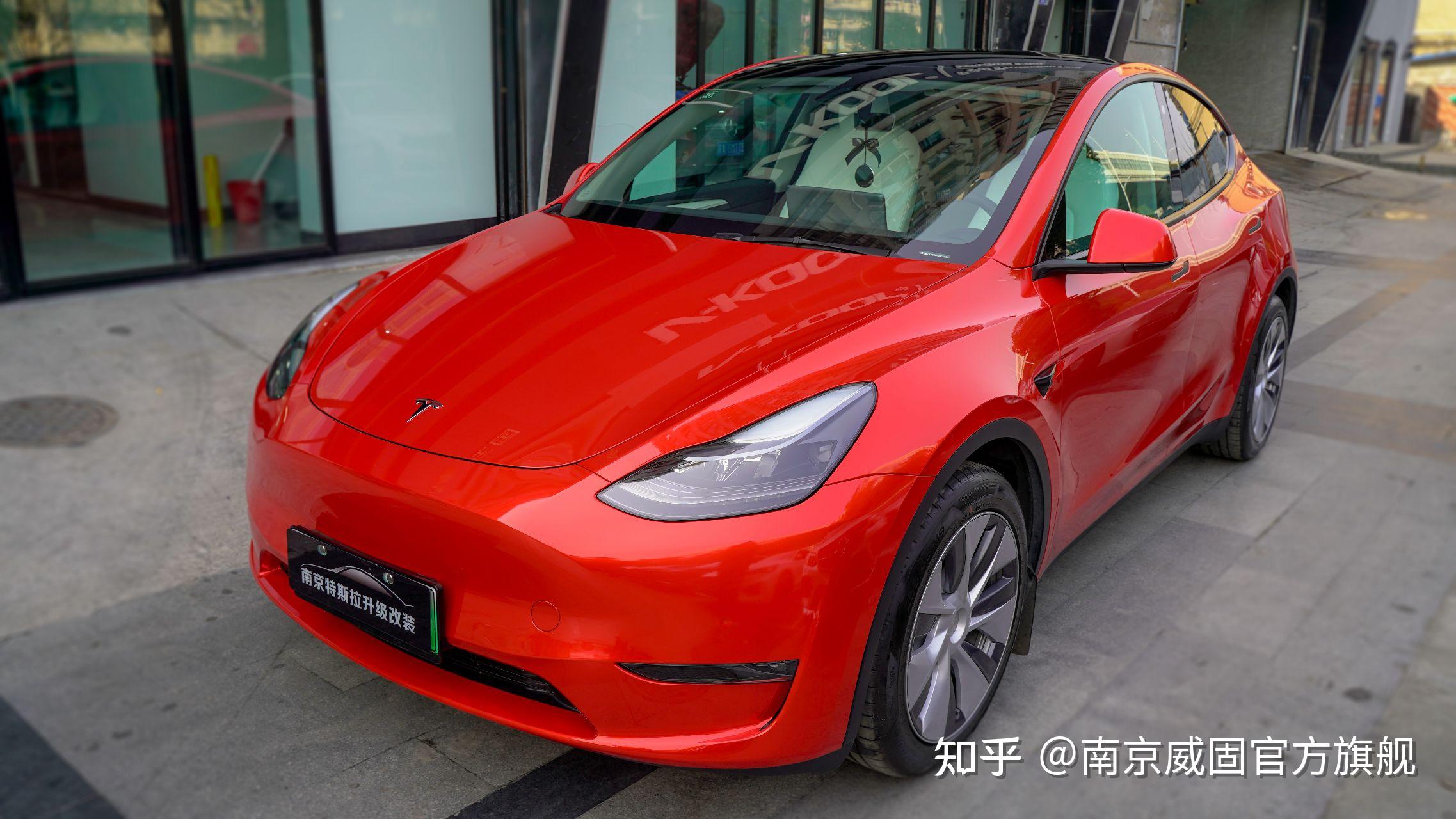 特斯拉modely改色水晶红