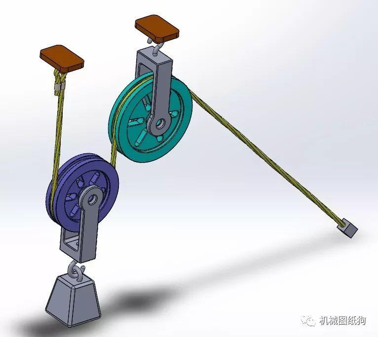 工程机械mm13动定滑轮组模型3d图纸solidworks设计