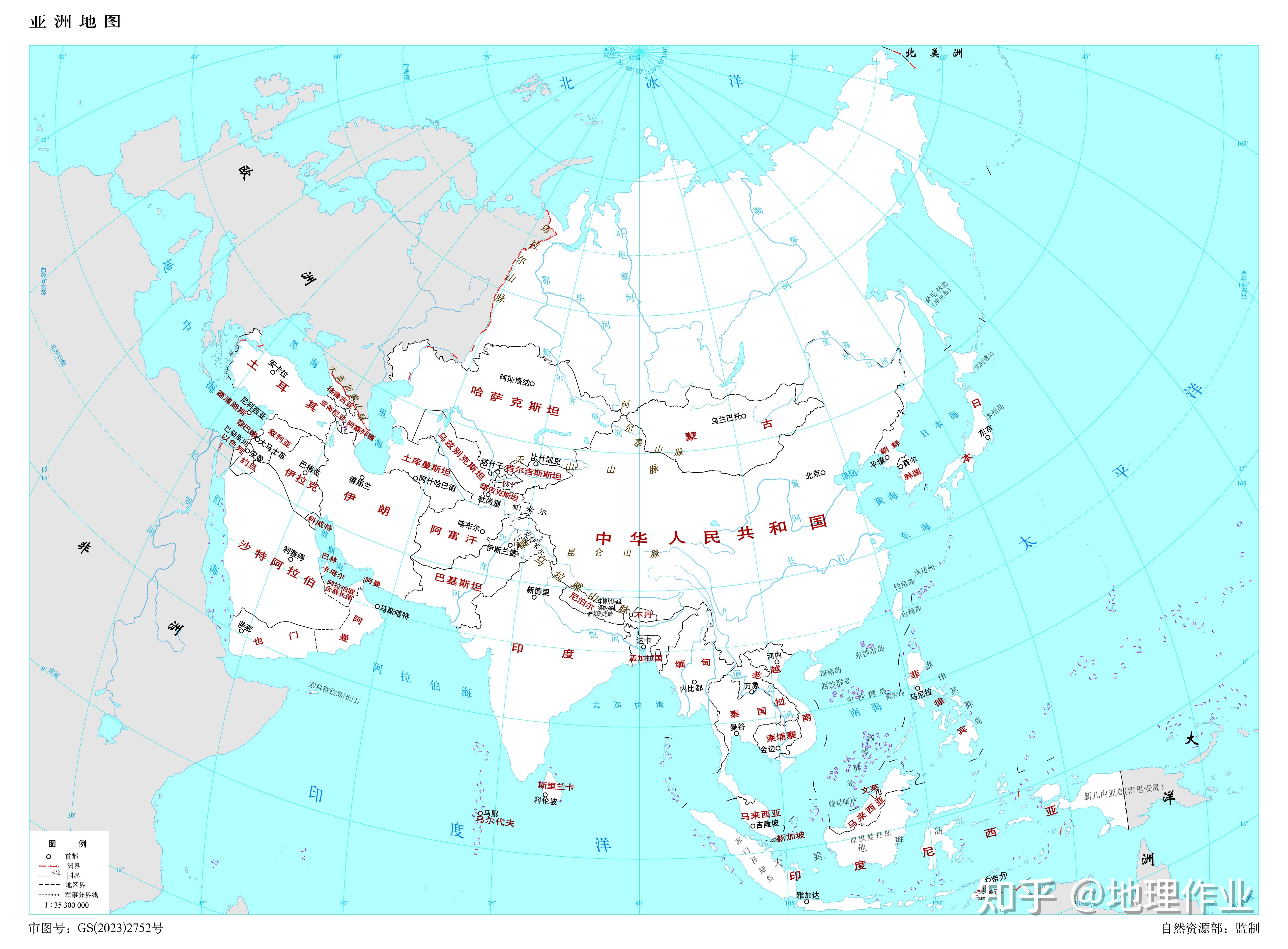 亚洲区域划分地图图片