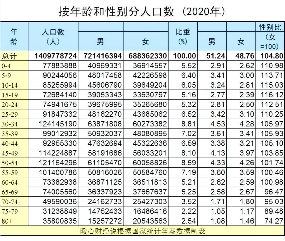 中国人口年龄结构分布图片