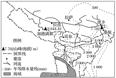 材料二雅魯藏布江—布拉馬普特拉河水系分佈圖(下圖).